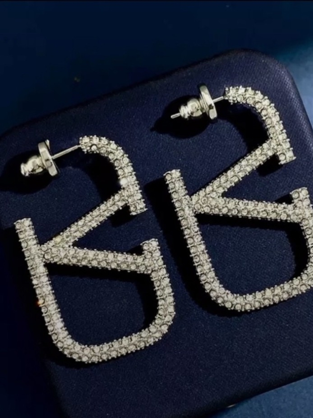 Silver Crystal Initial K Hoop Earrings - Women's Fashion Jewelry
